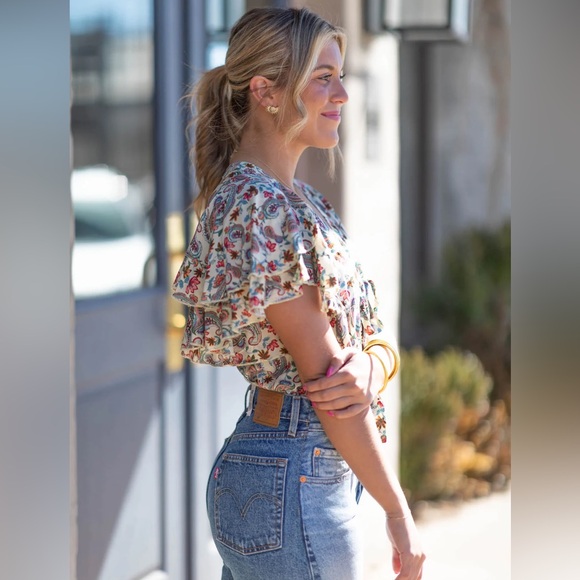 NEW Free People Call Me Later Printed Bodysuit In - Picture 10 of 11